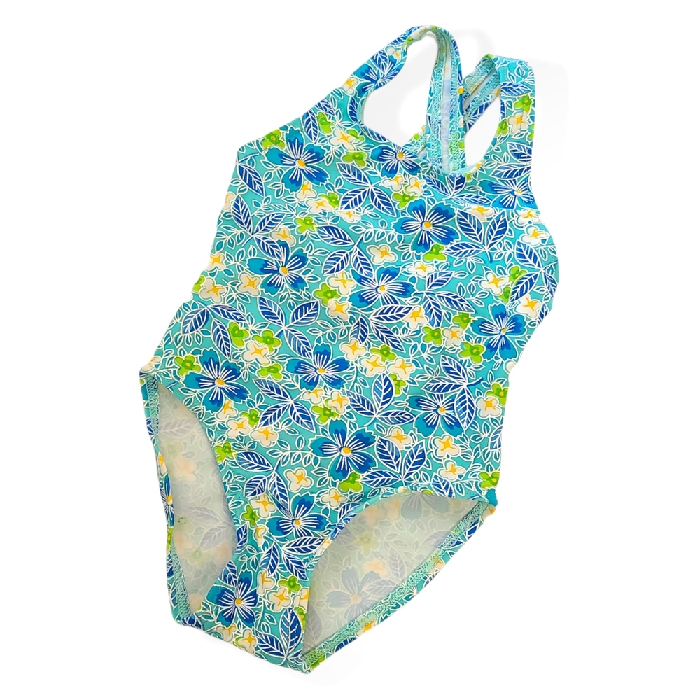 Tangerine | One-piece flower print swimsuit 18 months